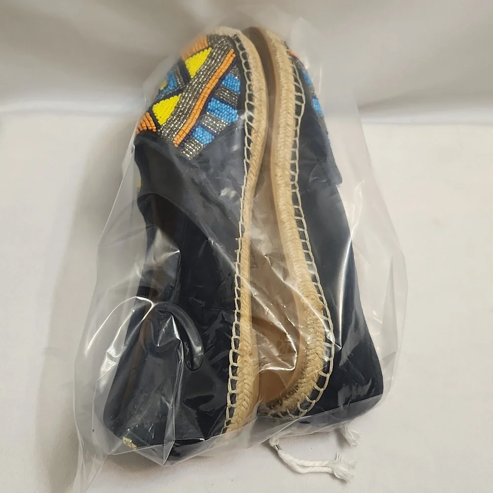 Sam Edelman Maris Colorful Beaded Aztec Tribal Suede Espadrilles (W Size 7.5)